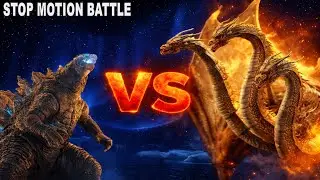 GODZILLA VS GHIDORAH ANTARCTICA FIGHT (STOP MOTION BATTLE)