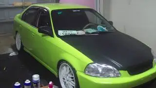 97 CIVIC WRAP  WITH CARBON FIBER & (DYC WHITE WHEELS)