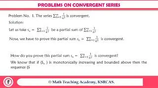 Problems On Convergence series 1