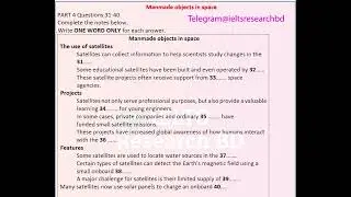IELTS Actual listening Manmade objects in space part 4