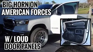 DODGE RAM BIG HORN HEMI on AMERICAN FORCES w/ CUSTOM CAR AUDIO DOOR PANELS w/ PRV AUDIO