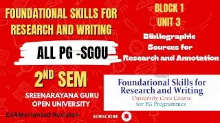 Foundational Skills for Research Writing|Unit3 |Sgou| Second Semester|All PG|#sgou #secondsemester 