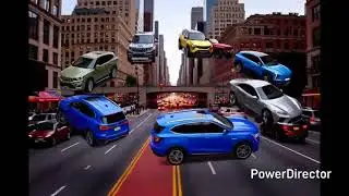AI created M&M Vehicles moving on road.