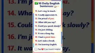 ✅ 10 Daily English Sentences You Must Know! 🗣️✨ Learn English Fast! #share #trending #education #yt