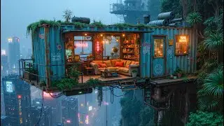 Lofi Rain in a Cozy Cyberpunk Hideout 🌧 Neon City Ambience for Deep Relaxation, Focus, and Sleep