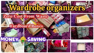 Wardrobe Organizers from waste Cardboard boxes for Small Home and Kitchen | Diy zero cost💡