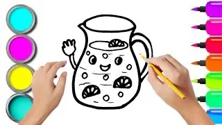 How To Draw cute juice Drawing, Painting & Coloring For Kids and Toddlers_ Child Art 🐋🌈🎨