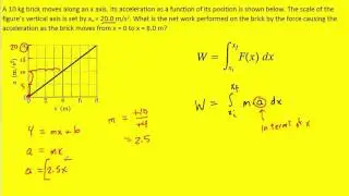 A 10 kg brick moves along an x axis