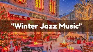 Winter Coffee Shop Ambience ❄️ Soft Jazz Music & Fireplace for Focus