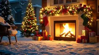 Cozy Outdoor Christmas Ambience | Snowfall, Warm Lights & Peaceful Winter Night