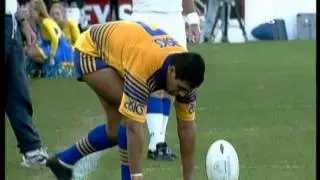 Paul Carige 80m try Eels vs Newcastle