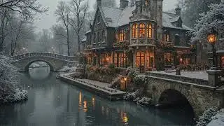 Hauntingly Gothic Library at Silent Canal | Dark Study Academia Ambience | Melancholy of Winter