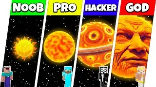 INSIDE SUN PLANET HOUSE BUILD CHALLENGE - Minecraft Battle NOOB vs PRO vs HACKER vs GOD / Animation