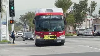 LA Metro Bus:  New Flyer XN40 Routes 760 & 60 & NABI 45C-LFW Route 251 Buses at Imperial Blvd
