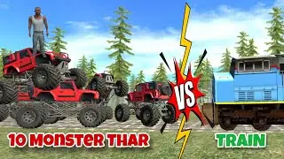 Indian Bike Driving 3D: Can 10 Monster Trucks Stop The Train? 😱 (New Update Secret)