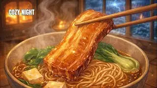 Storm Outside, Warmth Inside | Cozy Ramen Cabin Dinner Ghibli Style