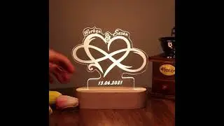 Custom infinity heart-shaped acrylic lamp-Valentines Gift