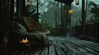 Peaceful Porch Ambience | Soft Rain, Warm Fire & Nature Sounds for Stress Relief