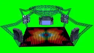 stage with speakers, dance floor and lighting effects - 