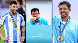 El saludo de LIO MESSI a EL MALIGNO TORRES por su MEDALLA OL&Iacute;MPICA DE ORO: 