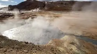 Boiling water and mud at Hverir in Iceland