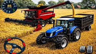 Realistic Tractor & Combine Harvester Simulator 🚜🌾 | Full Crop Harvesting Farming | Android Gameplay