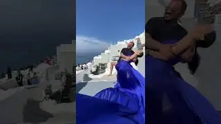 Santorini Couple flying dress photoshoot | #santorini