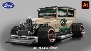 Adobe Illustrator | Ford Model A Tudor Illustration step by step | Realistic car illustration #fyp