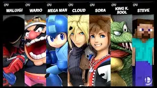 Waluigi Mii Brawler VS Wario VS Mega Man VS Cloud VS Sora VS King K. Rool VS Steve Smash Ultimate