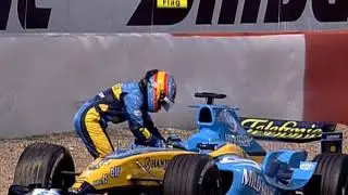 2004 Formula 1 @ Belgium - Alonso Spins Out/Coulthard Puncture