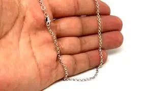 14k White Gold Round Rolo Link Chain Necklace, 2.3mm