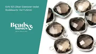 Echt 925 Zilver Edelsteen bedel Rookkwarts 14x11x5mm