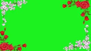 GREEN SCREEN FLOWER FRAME WITH BUTTERFLY