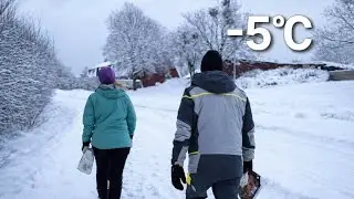 Stockholm’s First Heavy Snowfall | Winter Begins ❄️