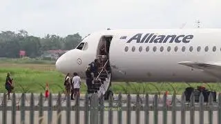 International Tourist boarding Alliance Airlines at Kavieng Airport, New Ireland Province 🇵🇬..