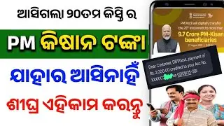 ପିଏମ କିଷାନ ୨୦ତମ କିସ୍ତି ଯାହାର ଆସିନାହିଁ ଏହିକାମ କରନ୍ତୁ!Pm Kisan Yojana!Pm Kisan Yojana Payment 