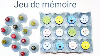 Réaliser un jeu mémoire avec une boite d'œufs et des bouchons / Make a memory game  egg box + corks