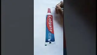 Watercolour Colgate realistic drawing |#toothpaste |#short |#viral
