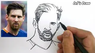 ONE LINE DRAW LIONEL MESSI football player from argentine , How to draw lionel messi