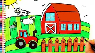 Çiftlik Çizimi 🏡 Çiftlik Çizimi Kolay - Çiftlik Nasıl Çizilir? - Farm Drawing - How To Draw a Farm