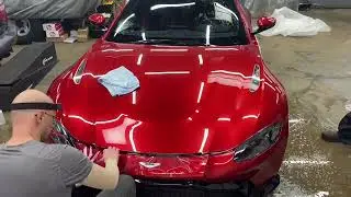 Aston Martin hood PPF installation and ceramic coating application