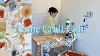 turning my apartment into a cozy craft cafe 🧶 🍵 | matcha lattes, coffee milk, tart, and crafts