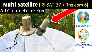 G-SAT 30 and Thaicom 5 multi satellite Dish antenna setup will all free Dish Channels