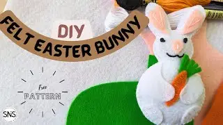 DIY felt Easter bunny sewing project - Step by step tutorial with free PDF pattern - Felt crafts