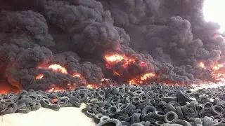 A fire in Kuwait.orld's largest dump of car tires #Dump