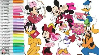Disney Coloring Book Compilation Valentine's Day Minnie Mouse Mickey Daisy Donald Pluto Goofy