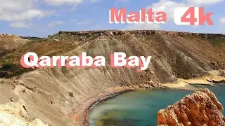 4K - MALTA - Qarraba Bay - Walking Tour Beach - Playa