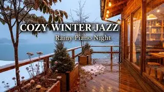 ☕ Cozy Winter Café Jazz | Gentle Rain, Snowfall & Relaxing Piano Music