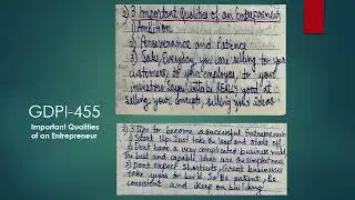 GDPI 455 Important Qualities of an Entrepreneur