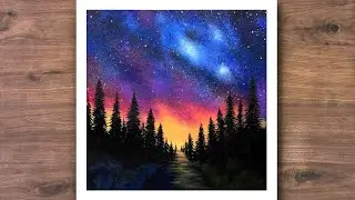 Galaxy painting  / Galaxy silhouette / Step by step acrylic painting / #26